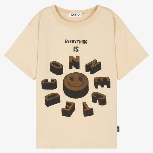 Molo-Teen Boys Beige Organic Cotton T-Shirt | Childrensalon Outlet