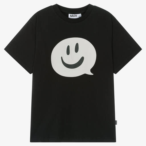 Molo-Teen Boys Black Cotton Speech Bubble T-Shirt | Childrensalon Outlet