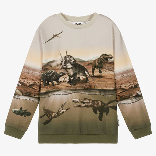 Molo-Grünes Teen Dino-Baumwollsweatshirt | Childrensalon Outlet