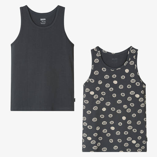 Molo-Teen Boys Grey Cotton Vests (2 Pack) | Childrensalon Outlet