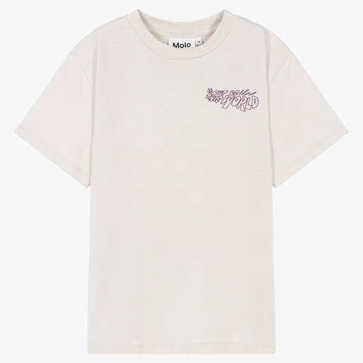 Molo-Teen Boys Pale Grey UFO Print T-Shirt | Childrensalon Outlet