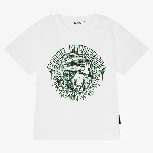 Molo-Teen Boys White Organic Cotton T-Shirt | Childrensalon Outlet