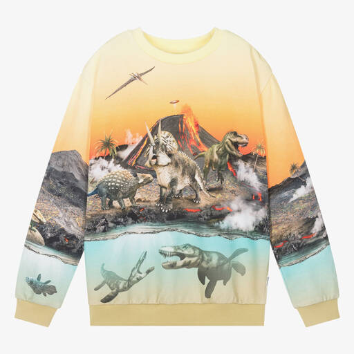 Molo-Teen Boys Yellow Cotton Dinosaur Sweatshirt | Childrensalon Outlet