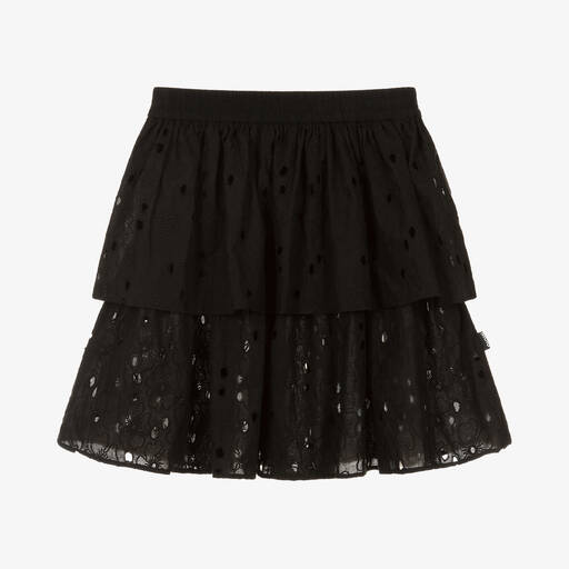 Molo-Teen Girls Black Broiderie Anglaise Skirt | Childrensalon Outlet