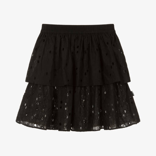 Molo-Черная юбка с вышивкой английской гладью | Childrensalon Outlet
