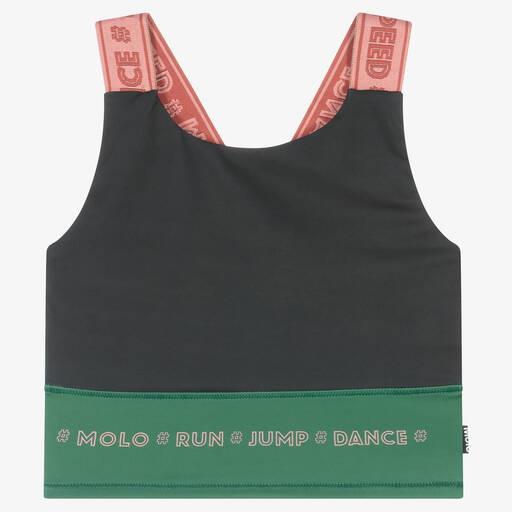 Molo-Teen Girls Black & Green Sports Top | Childrensalon Outlet