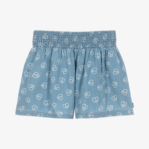 Molo-Teen Girls Blue Cotton Chambray Shorts | Childrensalon Outlet
