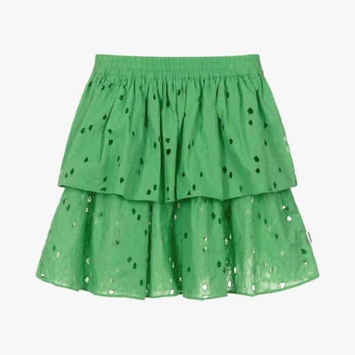 Molo-Teen Girls Green Broiderie Anglaise Skirt | Childrensalon Outlet