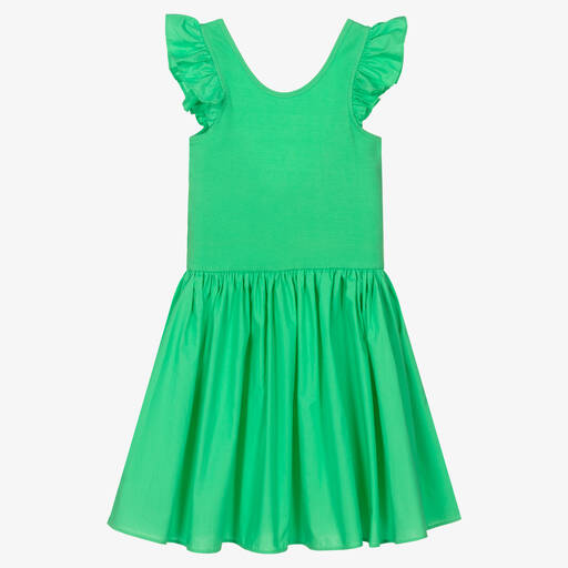 Molo-Teen Girls Green Organic Cotton Dress | Childrensalon Outlet