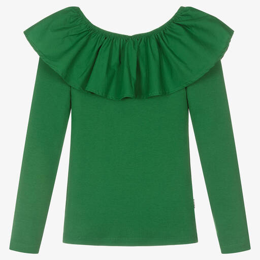 Molo-Teen Girls Green Ribbed Cotton Top | Childrensalon Outlet