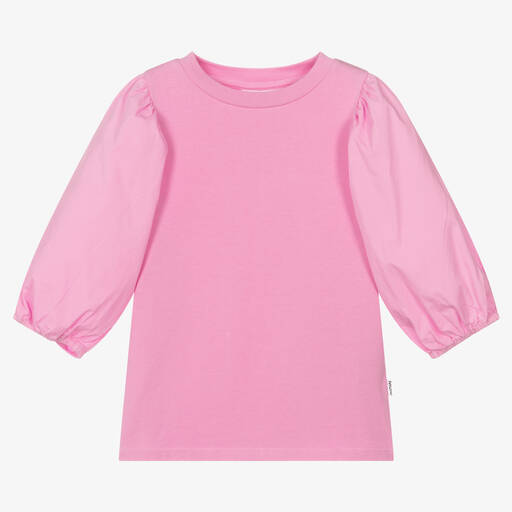 Molo-Teen Girls Pink Cotton Puff Sleeve Top | Childrensalon Outlet