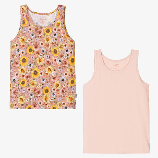Molo-Teen Girls Pink Cotton Vests (2 Pack) | Childrensalon Outlet