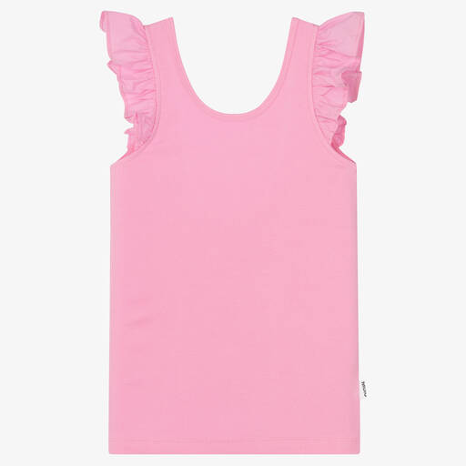 Molo-Teen Girls Pink Organic Cotton Ruffle Vest | Childrensalon Outlet