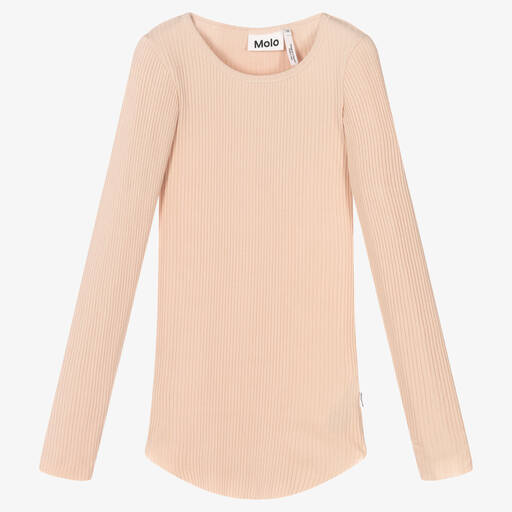 Molo-Teen Girls Pink Ribbed Cotton Top | Childrensalon Outlet
