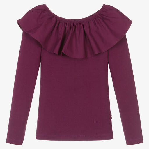 Molo-Teen Girls Purple Ribbed Cotton Top | Childrensalon Outlet
