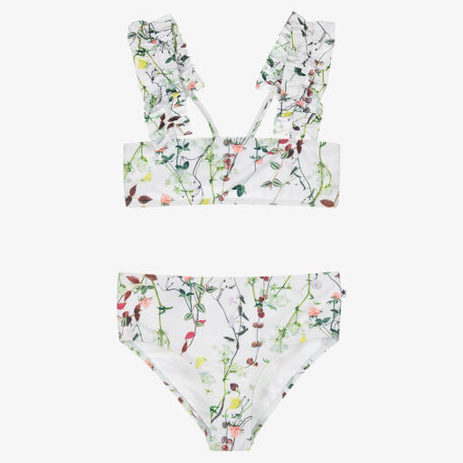 Molo-Teen Girls White Floral Bikini (UPF50+) | Childrensalon Outlet