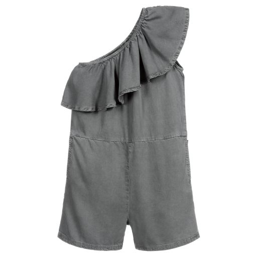 Molo-Teen Grey Ruffle Playsuit | Childrensalon Outlet