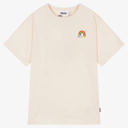 Molo-Teen Ivory Organic Cotton Rainbow T-Shirt | Childrensalon Outlet