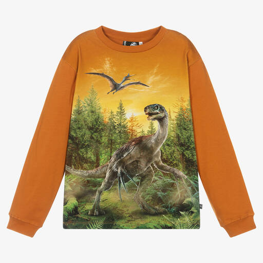 Molo-Teen Orange Dinosaur Top | Childrensalon Outlet