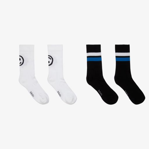 Molo-White & Black Socks (2 Pack) | Childrensalon Outlet