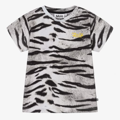 Molo-White Tiger Baby T-Shirt | Childrensalon Outlet