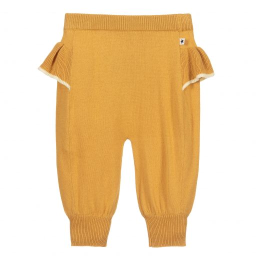 Molo-Yellow Knitted Cotton Trousers | Childrensalon Outlet