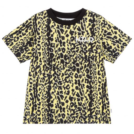 Molo-Gelbes T-Shirt mit Leopardenmuster | Childrensalon Outlet
