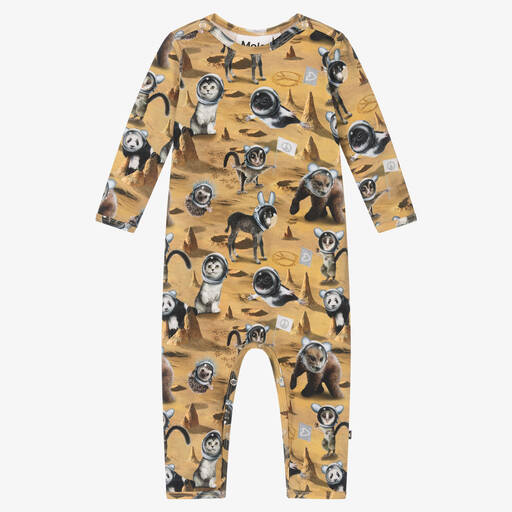 Molo-Yellow Space Animal Romper | Childrensalon Outlet