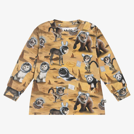 Molo-Yellow Space Animal Top | Childrensalon Outlet