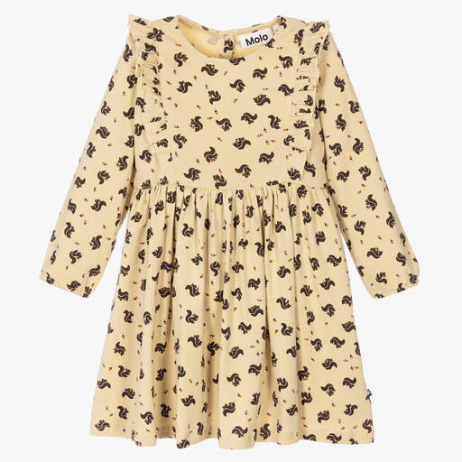 Molo-Yellow Squirrel Cotton Dress | Childrensalon Outlet