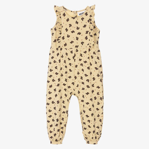 Molo-Yellow Squirrel Cotton Jumpsuit | Childrensalon Outlet
