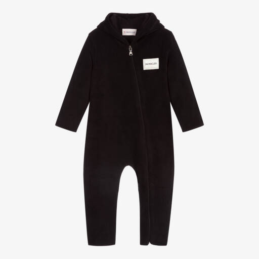 Moncler Enfant-Чёрный уютный флисовый комбинезон | Childrensalon Outlet
