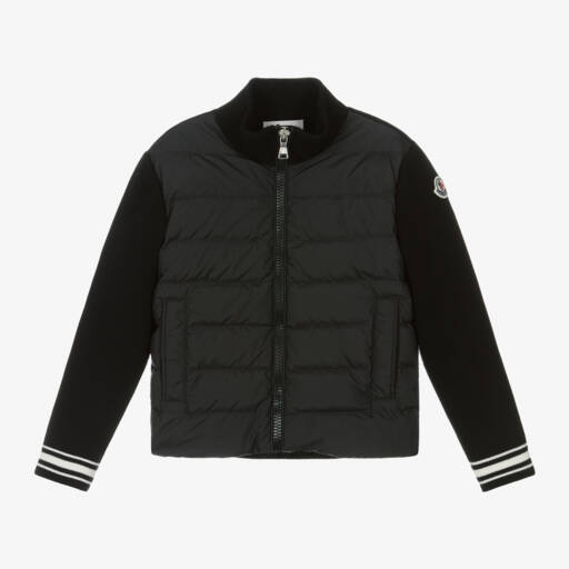 Moncler Enfant-Boys Black Cotton Knit Zip-Up Top | Childrensalon Outlet