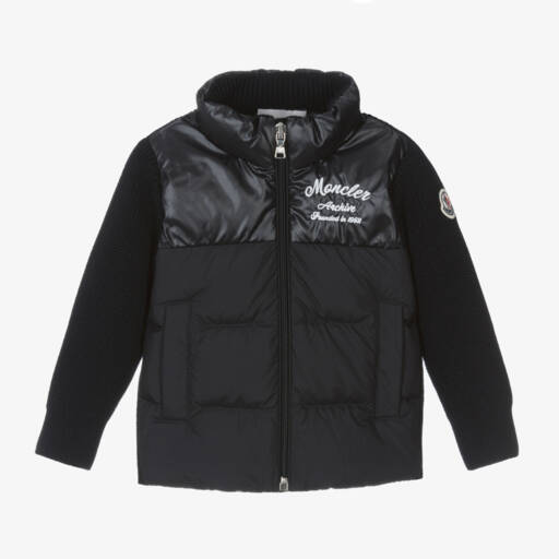 Moncler Enfant-Boys Blue Down Knit Cardigan | Childrensalon Outlet