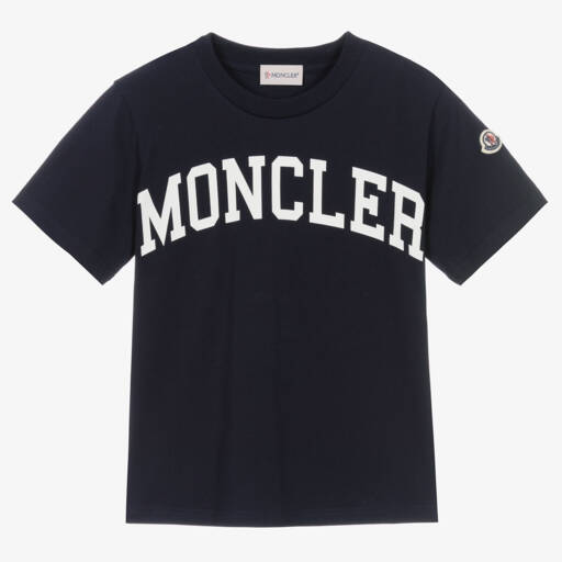 Moncler Enfant-تيشيرت أزرق داكن برسومات للأولاد | Childrensalon Outlet