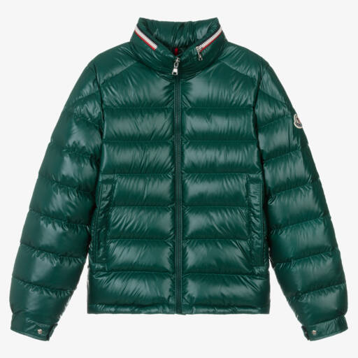 Moncler Enfant-جاكيت بويز منفوخ زمردي | Childrensalon Outlet