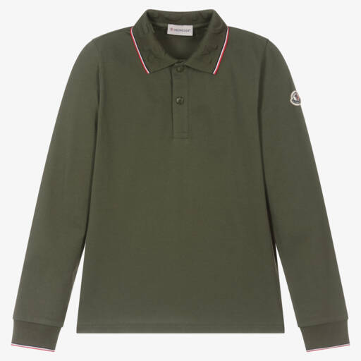 Moncler Enfant-Boys Green Cotton Piqué Polo | Childrensalon Outlet
