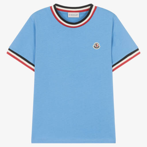 Moncler Enfant-تيشيرت قطني أزرق فاتح للأولاد | Childrensalon Outlet
