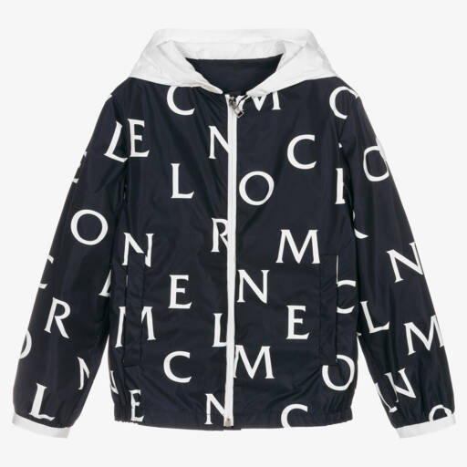Moncler Enfant-جاكيت واقي من الرياح للأولاد بلون أزرق بحري | Childrensalon Outlet