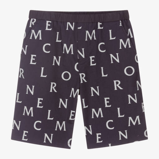 Moncler Enfant-شورت قطني بنقشة للأولاد بلون كحلي | Childrensalon Outlet