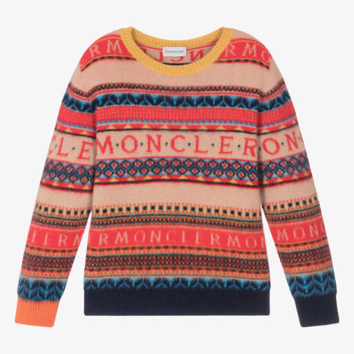 Moncler Enfant-كنزة صوف حمراء منقوشة للأولاد | Childrensalon Outlet