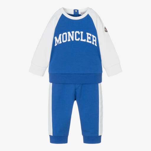 Moncler Enfant-بدلة رياضية قطنية ناعمة زرقاء للأولاد | Childrensalon Outlet