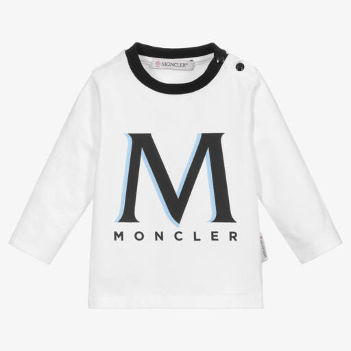 Moncler Enfant-تيشيرت جيرسي ناعم أبيض للأولاد | Childrensalon Outlet