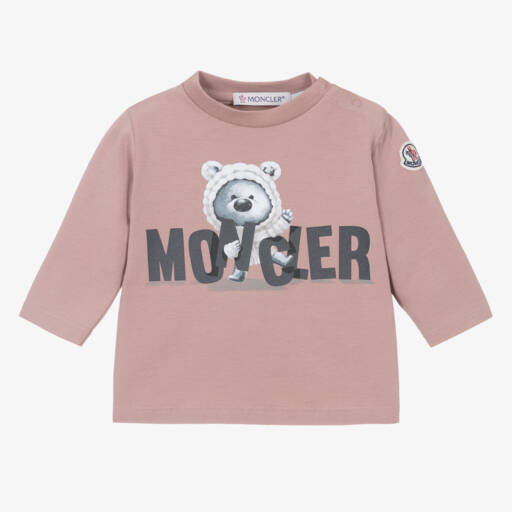 Moncler Enfant-تيشيرت قطن وردي داكن مع دب | Childrensalon Outlet