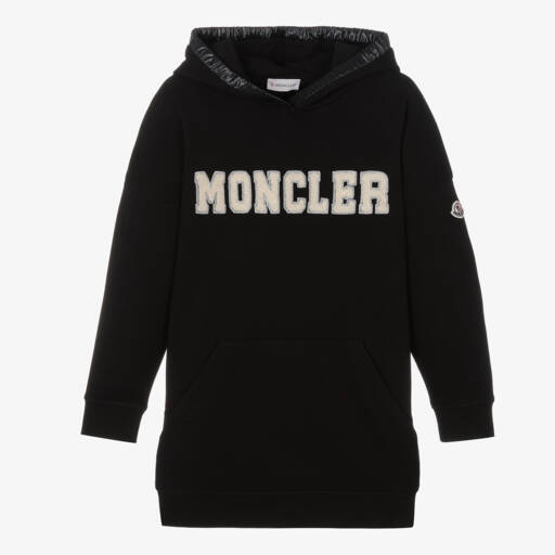 Moncler Enfant-Платье-худи из черного хлопка для девочек | Childrensalon Outlet