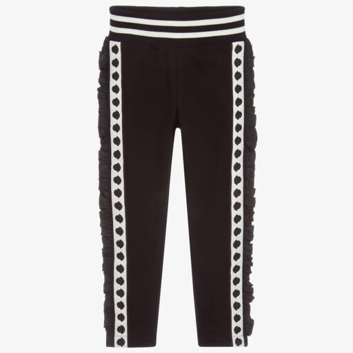 Moncler Enfant-بنطلون جوجرز قطن أسود بكشكش للبنات | Childrensalon Outlet