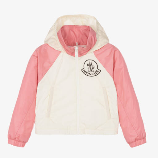 Moncler Enfant-جاكيت للبنات بلون وردي وكريمي | Childrensalon Outlet