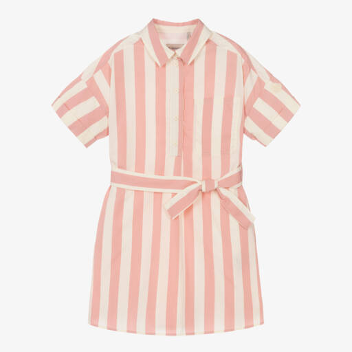 Moncler Enfant-فستان بناتي من القطن بخطوط وردية | Childrensalon Outlet