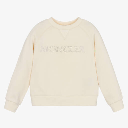 Moncler Enfant-بلوزة رياضية قطنية بلون كريمي للبنات | Childrensalon Outlet