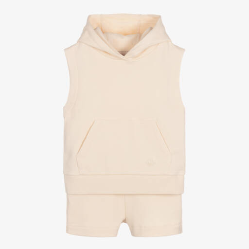 Moncler Enfant-Girls Cream Hoodie and Shorts Set | Childrensalon Outlet